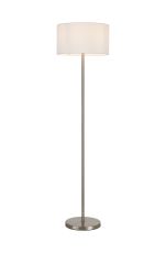 Zenth Floor Lamp, 1 Light E27, Satin Nickel/Porcelain 40x22cm Faux Silk Shade