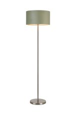 Zenth Floor Lamp, 1 Light E27, Satin Nickel/Sage Green/Prosecco 40x22cm Velvet Shade