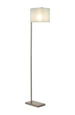 Zenth Floor Lamp, 1 Light E27, Satin Nickel/Duck Egg 30x20cm Linen Shade