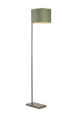 Zenth Floor Lamp, 1 Light E27, Satin Nickel/Sage Green/Prosecco 30x20cm Velvet Shade