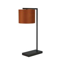 Zenth Table Lamp, 1 Light E27, Satin Black/Burnt Orange/Copper 20x16.5cm Velvet Shade