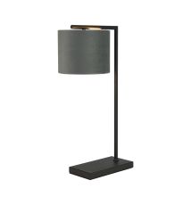 Zenth Table Lamp, 1 Light E27, Satin Black/Dark Grey/Silver 20x16.5cm Velvet Shade
