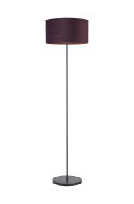 Zenth Floor Lamp, 1 Light E27, Satin Black/Aubergine 40x22cm Velvet Shade