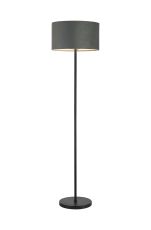 Zenth Floor Lamp, 1 Light E27, Satin Black/Dark Grey/Silver 40x22cm Velvet Shade