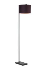 Zenth Floor Lamp, 1 Light E27, Satin Black/Aubergine 30x20cm Velvet Shade