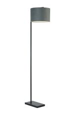 Zenth Floor Lamp, 1 Light E27, Satin Black/Dark Grey/Silver 30x20cm Velvet Shade