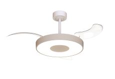 Coin Fan M 49cm 40W LED Dimmable Ceiling With Built-In 30W DC Fan, 3000-5000K Remote, APP, Alexa&Google Voice Control, 6400lm, Beige
