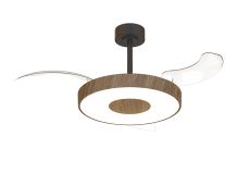 Coin Fan M 49cm 40W LED Dimmable Ceiling With Built-In 30W DC Fan, 3000-5000K Remote, APP, Alexa&Google Voice Control, 6400lm, Walnut/Black