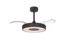 Coin Fan Mini Smart 40cm 36W LED Dimmable Ceiling With Built-In 25W DC Fan, 3000-5000K Remote, APP, Alexa&Google Voice Control, 5710lm, Black