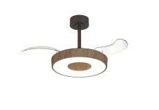 Coin Fan Mini Smart 40cm 36W LED Dimmable Ceiling With Built-In 25W DC Fan, 3000-5000K Remote, APP, Alexa&Google Voice Control, 5710lm, Walnut/Black