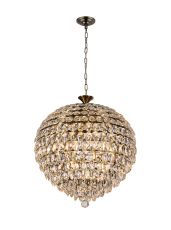 Coniston Pendant, 12 Light E14, Antique Brass/Crystal Item Weight: 29.2kg
