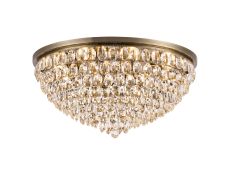 Coniston Flush Ceiling, 12 Light E14, Antique Brass/Crystal Item Weight: 24.3kg