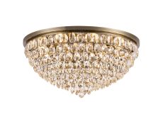 Coniston 80cm Flush Ceiling, 12 Light E14, Antique Brass/Crystal Item Weight: 24.3kg