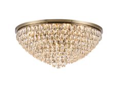 Coniston 95cm Flush Ceiling, 15 Light E14, Antique Brass/Crystal Item Weight: 35.4kg