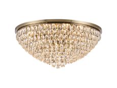 Coniston Flush Ceiling, 15 Light E14, Antique Brass/Crystal Item Weight: 35.4kg