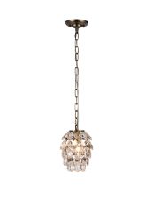 Coniston 17cm Pendant 5 Layer, 1 Light E27, Antique Brass/Crystal