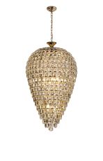 Coniston Acorn Pendant, 16 Light E14, French Gold/Crystal, Item Weight: 40.60kg