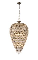 Coniston Acorn Pendant, 16 Light E14, Antique Brass/Crystal, Item Weight: 40.60kg