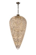 Coniston Tall Acorn Pendant, 30 Light E14, Antique Brass/Crystal, Item Weight: 84.10kg