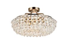 Coniston 48cm Semi Flush Ring Ceiling, 4 Light E14, Antique Brass/Crystal