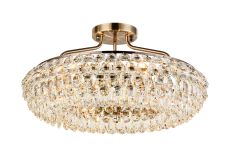 Coniston 60cm Semi Flush Ring Ceiling, 6 Light E14, Antique Brass/Crystal