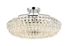 Coniston 60cm Semi Flush Ring Ceiling, 6 Light E14, Polished Chrome/Crystal