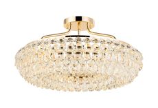 Coniston 60cm Semi Flush Ring Ceiling, 6 Light E14, French Gold/Crystal