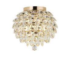 Coniston IP 35cm Ceiling, 5 Light G9, IP44, French Gold/Crystal