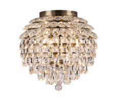 Coniston IP 45cm Ceiling, 8 Light G9, IP44, Antique Brass/Crystal