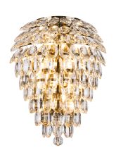 Coniston IP Tall Wall Lamp, 6 Light G9, IP44, Antique Brass/Crystal