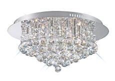 Dahribollita Flush Ceiling, 450mm Round, 6 Light G9 Polished Chrome/Crystal