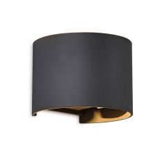 Davos Round Wall Lamp, 2 x 6W LED, 4000K, 1100lm, IP54, Dark Grey, 3yrs Warranty