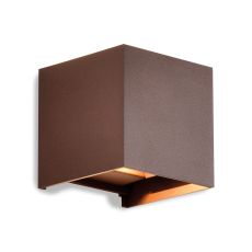 Davos Square Wall Lamp, 2 x 6W LED, 4000K, 1100lm, IP54, Rust Brown, 3yrs Warranty