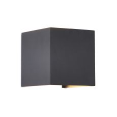 Davos Square Wall Lamp Dimmable, 2 x 6W LED, 2700K, 1100lm, IP54, Dark Grey, 3yrs Warranty