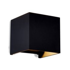 Davos Square Wall Lamp Dimmable, 2 x 6W LED, 2700K, 1100lm, IP54, Sand Black, 3yrs Warranty