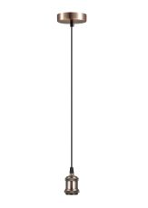 Dreifa 1.5m Suspension Kit 1 Light Antique Copper/Black Braided Cable, E27 Max 20W, c/w Ceiling Bracket (Maximum Load 1.5kg)