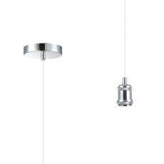 Dreifa 1.5m Single Pendant, 1 x E27, Polished Chrome/White Braided Cable (Maximum Load 1.5kg)