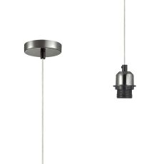 Dreifa 1.5m Single Pendant, 1 x E27, Black Chrome/Clear Cable (Maximum Load 1.5kg)