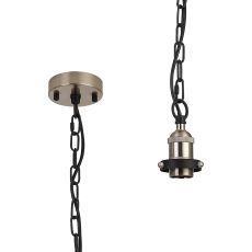 Dreifa Curved Single Pendant (FRAME ONLY), 1 x E27, Satin Nickel/Black (Maximum Load 5kg)