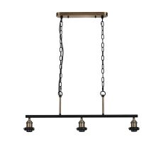 Dreifa Curved Linear Pendant (FRAME ONLY), 3 x E27, Antique Brass/Black