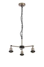 Dreifa Curved Round Pendant (FRAME ONLY), 3 x E27, Satin Nickel/Black