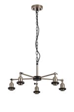 Dreifa Curved Round Pendant (FRAME ONLY), 5 x E27, Satin Nickel/Black