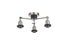 Dreifa Curved Round Ceiling (FRAME ONLY), 3 x E27, Satin Nickel/Black