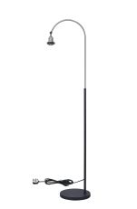 Dreifa Curved Over Arm Floor Lamp Without Shade, 1 x E27, Satin Nickel/Black
