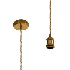 Dreifa 1.5m Single Pendant, 1 x E27, Gilt Bronze/Golden Brown Twisted Cable (Maximum Load 1.5kg)