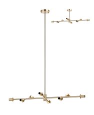 Eldia Antique Gold 8 Light E14 Fixed Multi Height Pendant/Semi Flush Linear (FRAME ONLY), Suitable For A Vast Selection Of Glass Shades