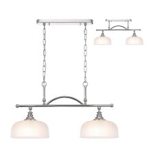 Arvo Semi Flush/Pendant Bar, 2 Light Adjustable E27, Polished Nickel/Frosted Glass
