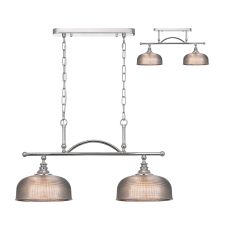 Arvo Semi Flush/Pendant Bar, 2 Light Adjustable E27, Polished Nickel/Smoke Glass