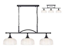 Arvo Semi Flush/Pendant Bar, 3 Light Adjustable E27, Satin Black/Clear Glass