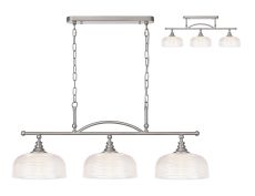 Arvo Semi Flush/Pendant Bar, 3 Light Adjustable E27, Satin Nickel/Clear Glass